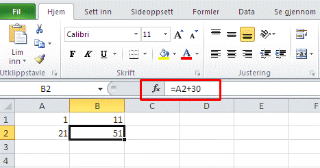 Formellinja i Excel