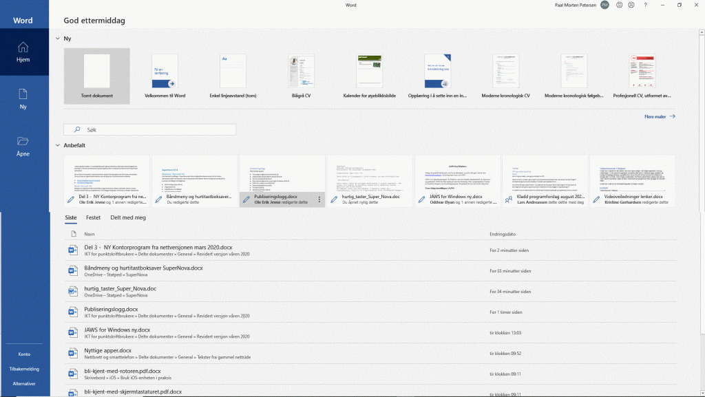 Startskjerm i Microsoft 365